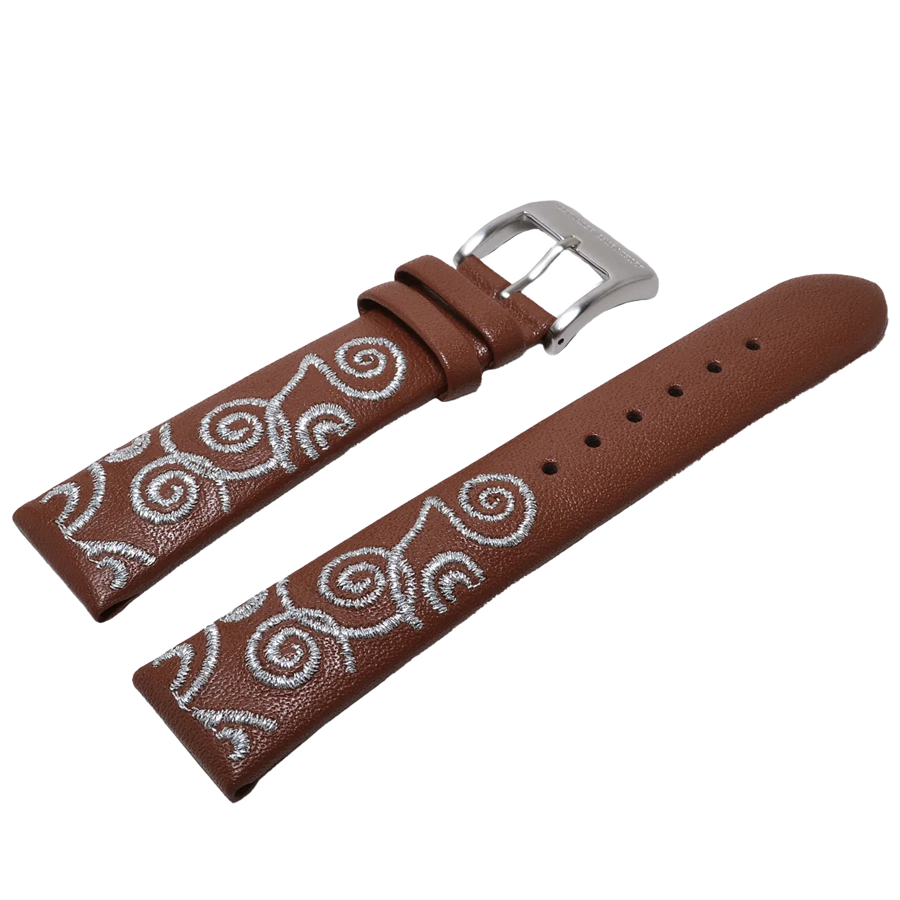 Alexander Shorokhoff calfskin leather strap - brown with embroidery
