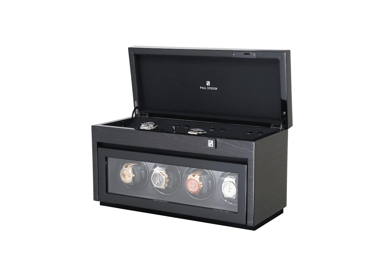 Paul design Gentlemen 4+6 - Watch winder for 4 watches + storage space