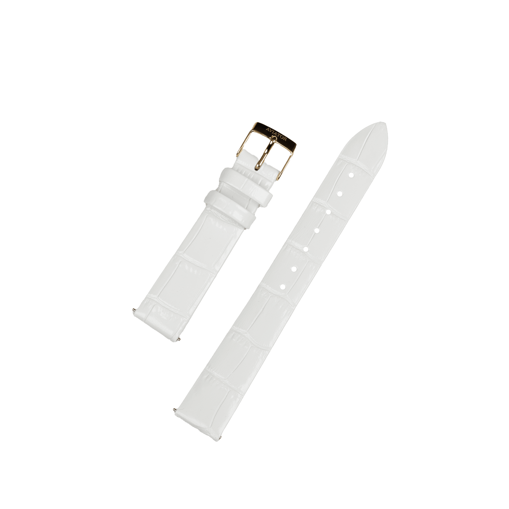 Aviator Swiss calfskin strap for Moonflight model - white with gold buckle