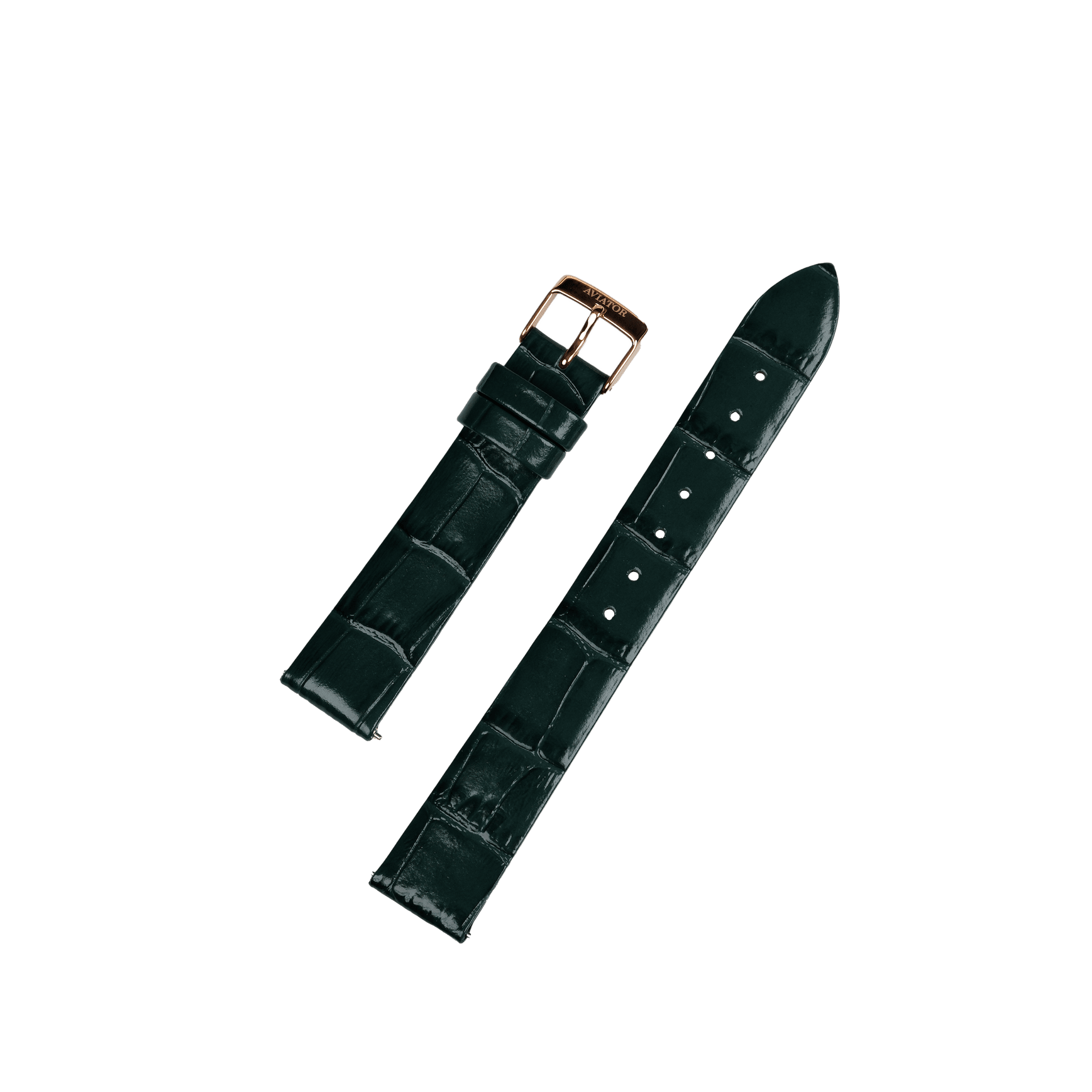 Aviator Swiss calfskin strap for Moonflight model - green with gold buckle