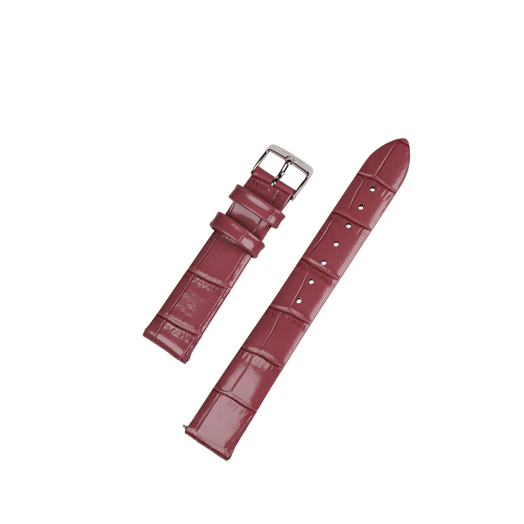 Aviator Swiss calfskin strap for Moonflight model - burgundy with steel buckle