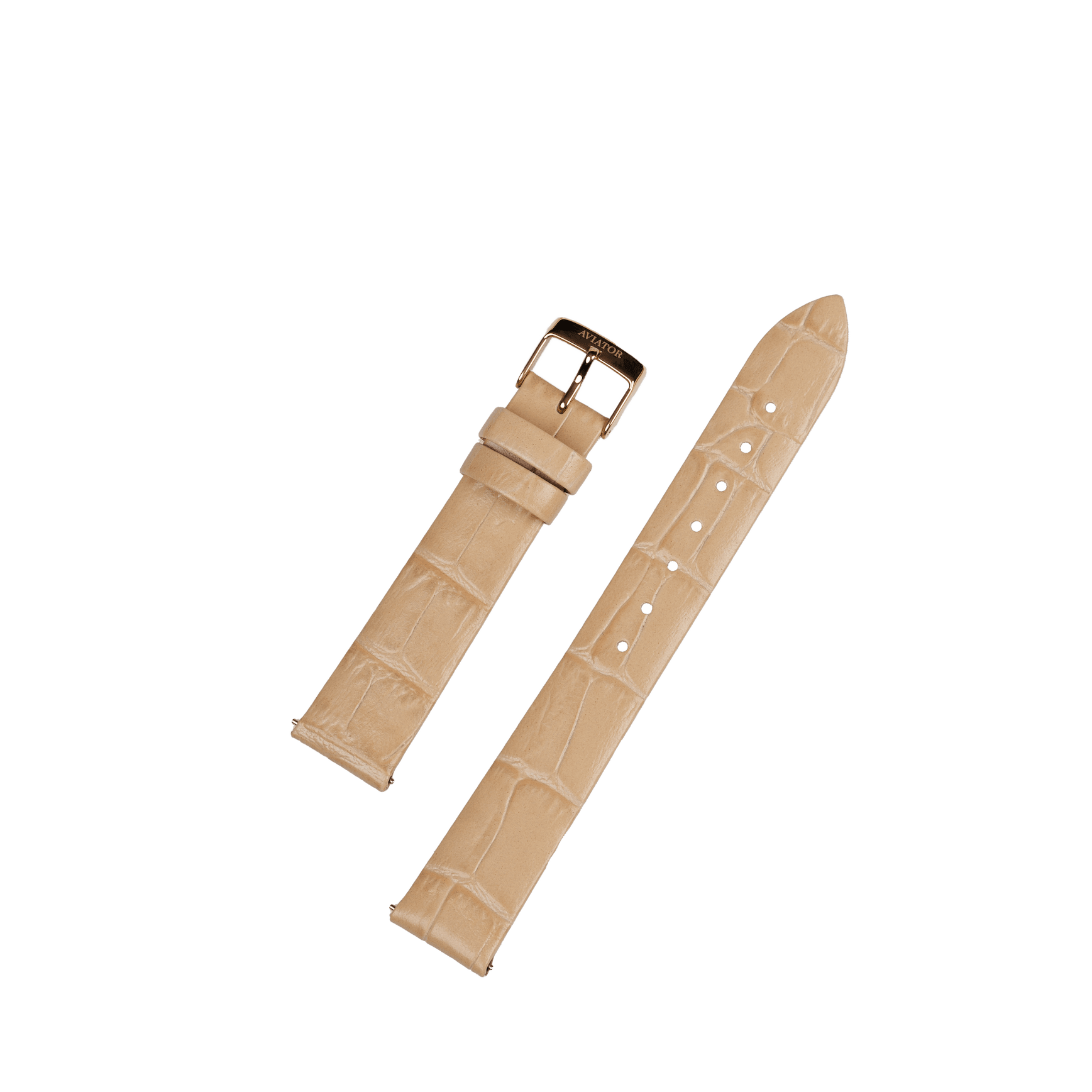 Aviator Swiss calfskin strap for Moonflight model - gold with gold buckle