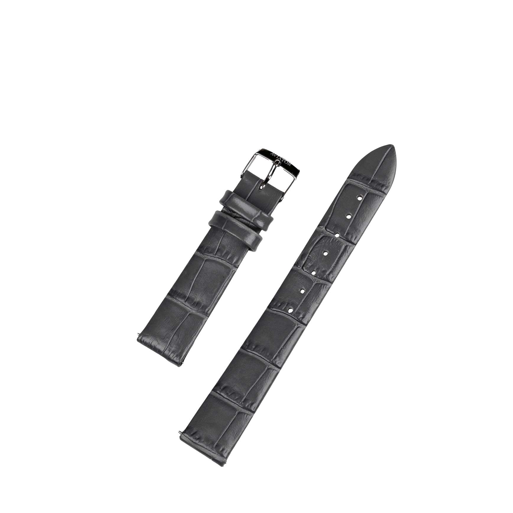 Aviator Swiss calfskin strap for Moonflight model - grey with steel buckle