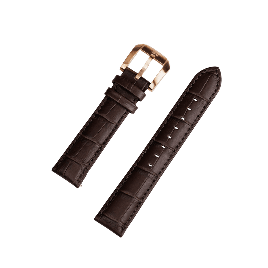 Aviator Swiss calfskin strap for AIRACOBRA P42 model - brown with gold buckle