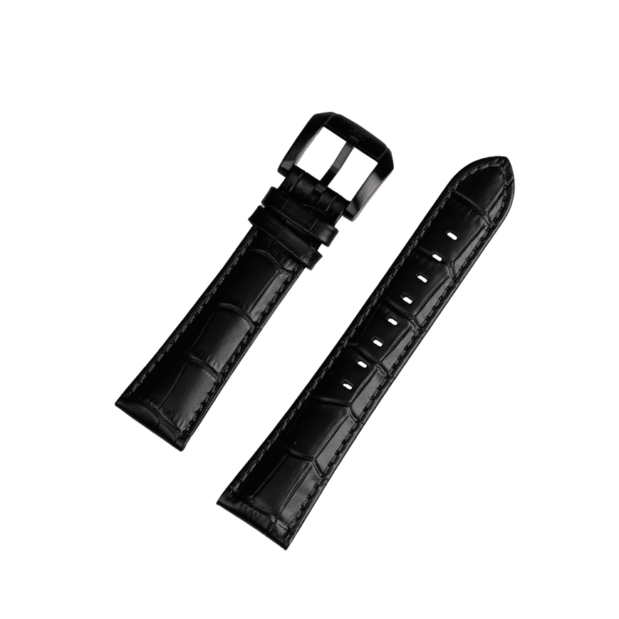 Aviator Swiss calfskin strap for AIRACOBRA P45 Chrono model - black with black buckle