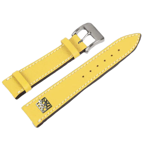Alexander Shorokhoff calfskin leather strap – yellow with ART SIGN emblem