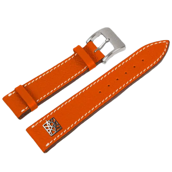 Alexander Shorokhoff calfskin leather strap – orange with ART SIGN emblem