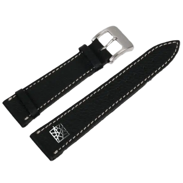 Alexander Shorokhoff calfskin leather strap – black with ART SIGN emblem