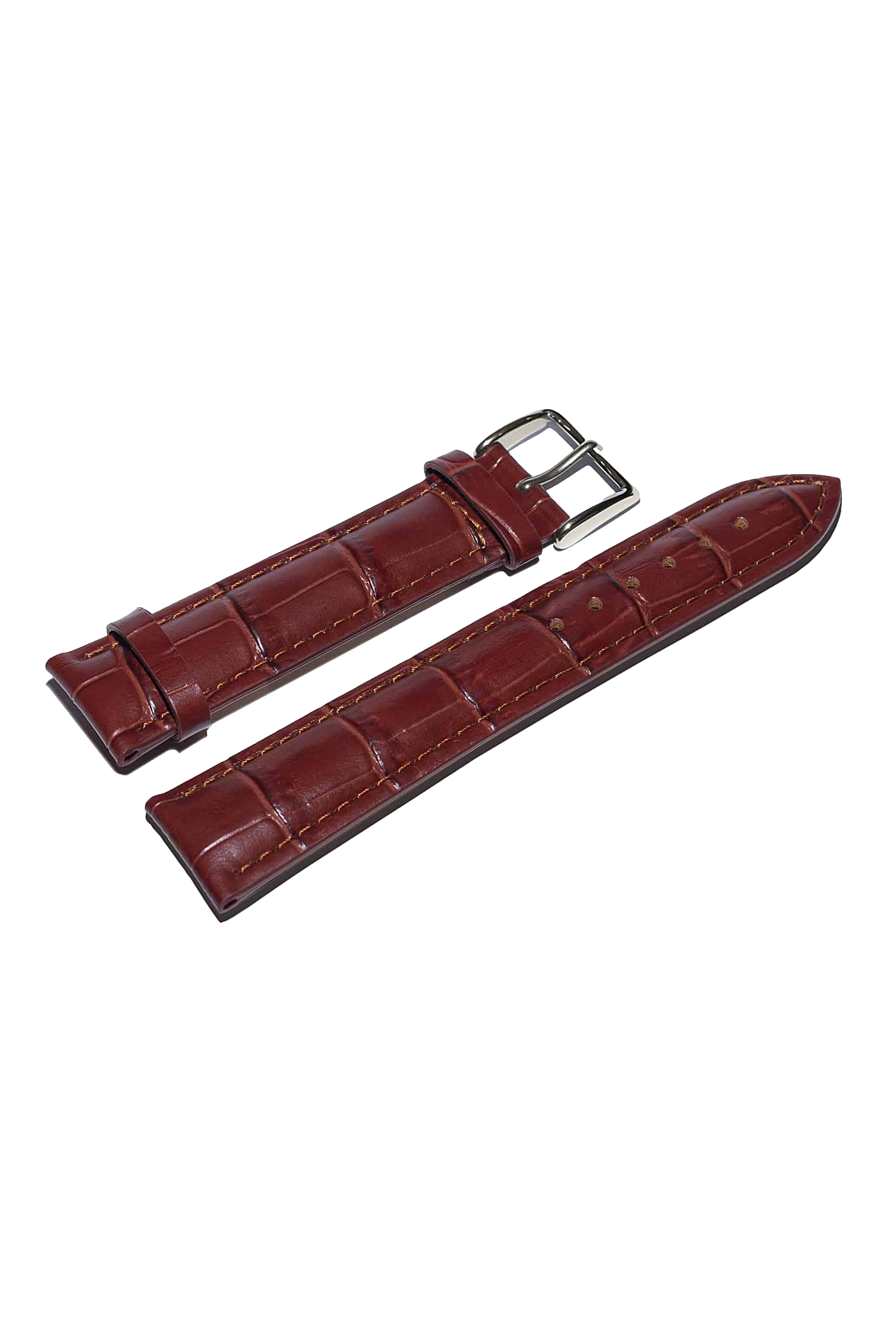 Poljot International calfskin leather strap with crocodile pattern - red-brown