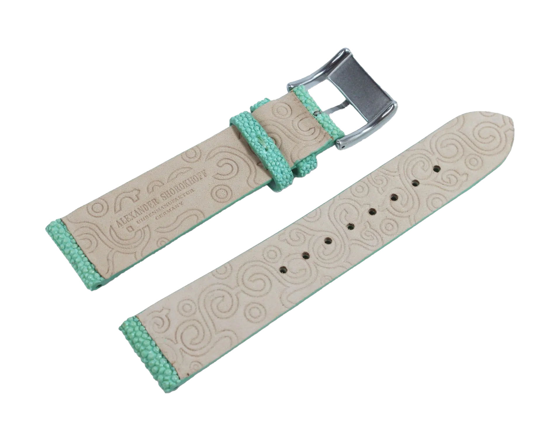 Alexander Shorokhoff genuine ray leather strap - green