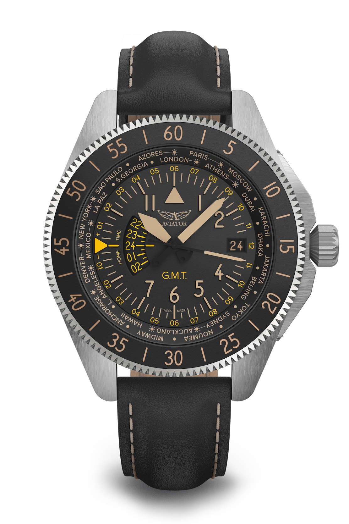 Hodinky AVIATOR SWISS AIRACOBRA GMT V.1.37.0.303.4