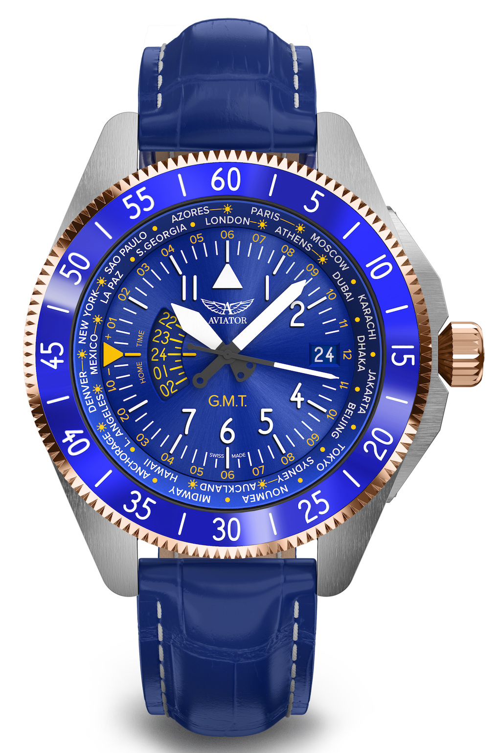 AVIATOR SWISS AIRACOBRA GMT V.1.37.3.308.4 watch