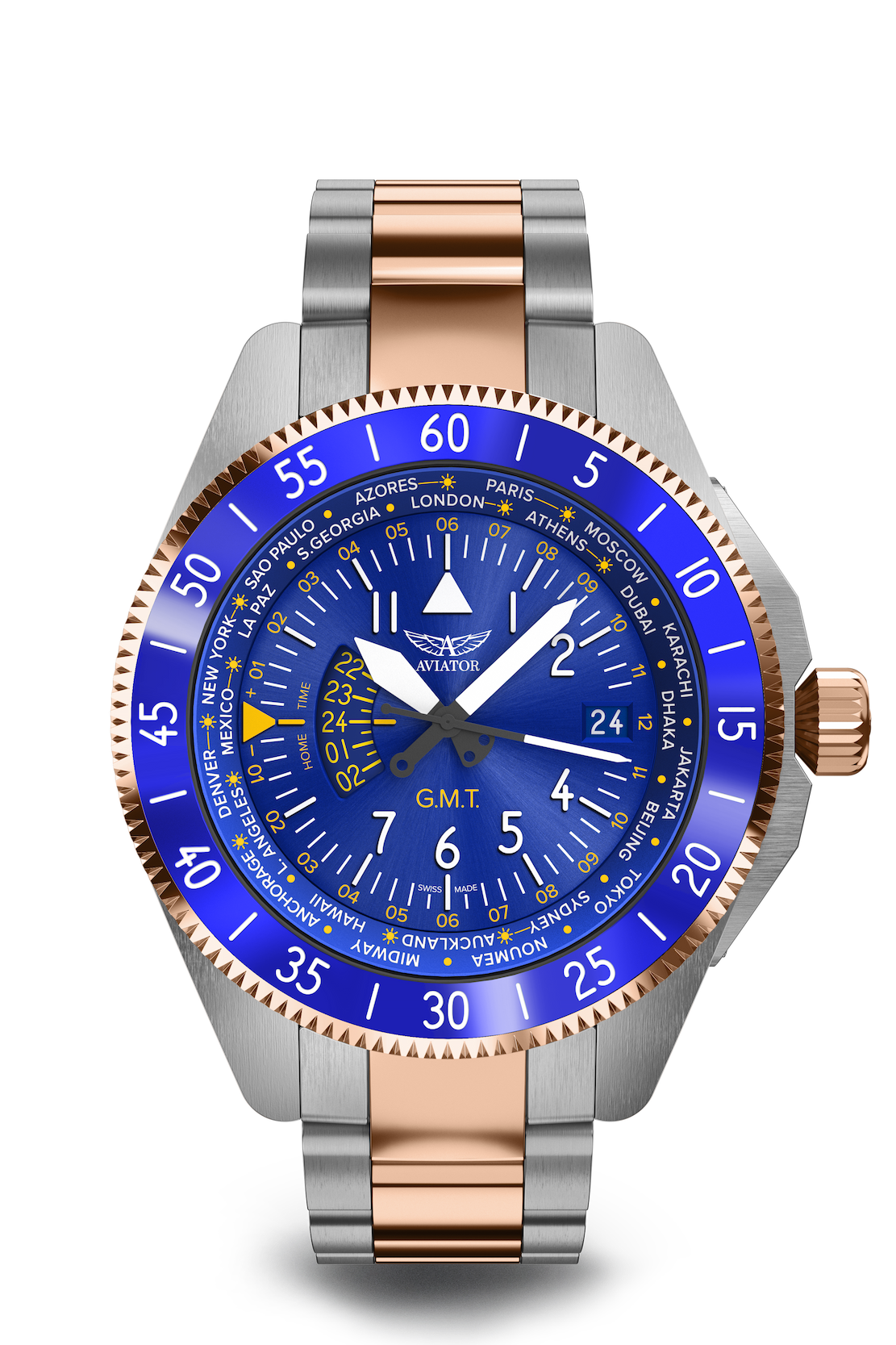 AVIATOR SWISS AIRACOBRA GMT V.1.37.3.308.4 watch