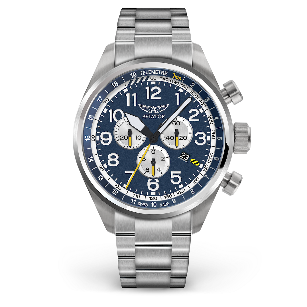 Aviator Swiss metal bracelet for AIRACOBRA P45 Chrono model - steel