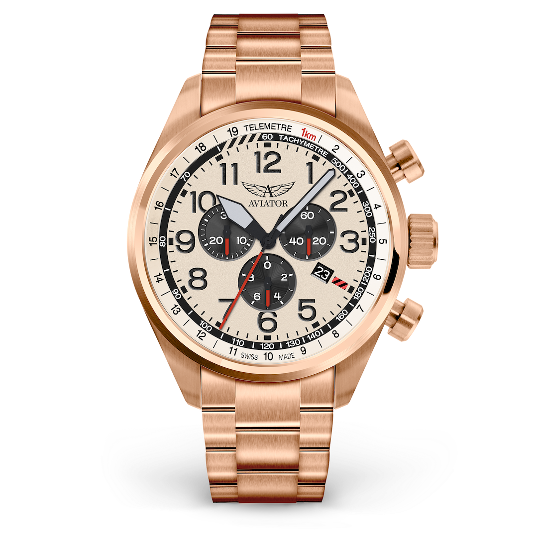 Aviator Swiss metal bracelet for AIRACOBRA P45 Chrono model - gold