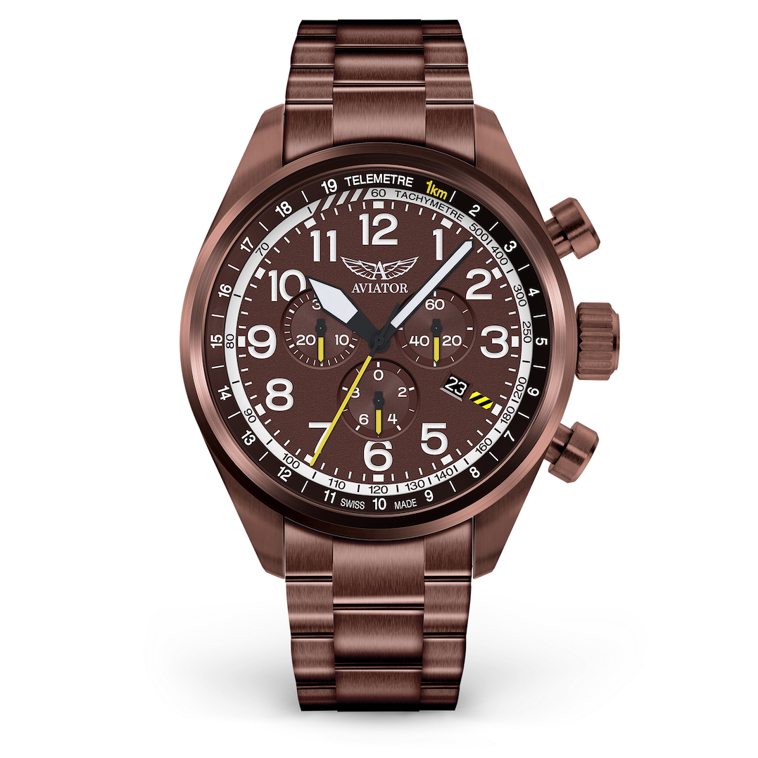 Aviator Swiss metal bracelet for AIRACOBRA P45 Chrono model - bronze